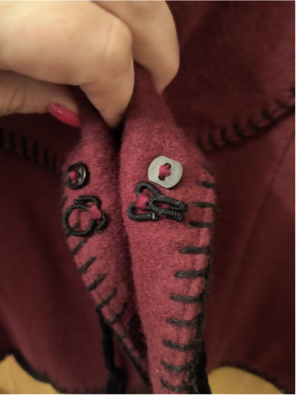 Vtg Mid-West Garment Co Wool Vest XL Burgundy Blanket Stitch Made in Canada Boho - Picture 5 of 8